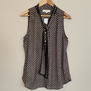 LOFT Shell Top, Black & Cream, Size L, NWT